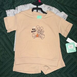 Disney Beige Mickey Mouse Kids Hoodie Set